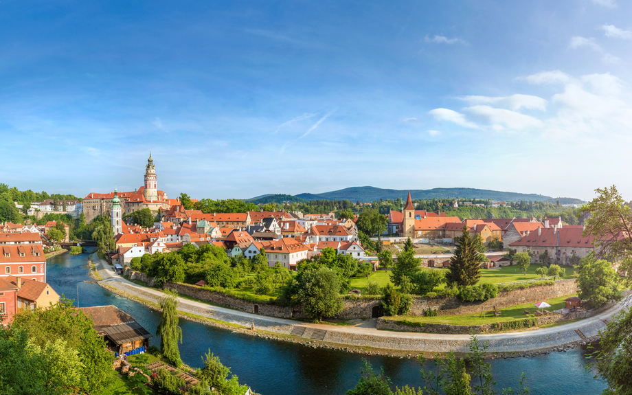 Panoramablick über die Altstadt von Cesky Krumlov