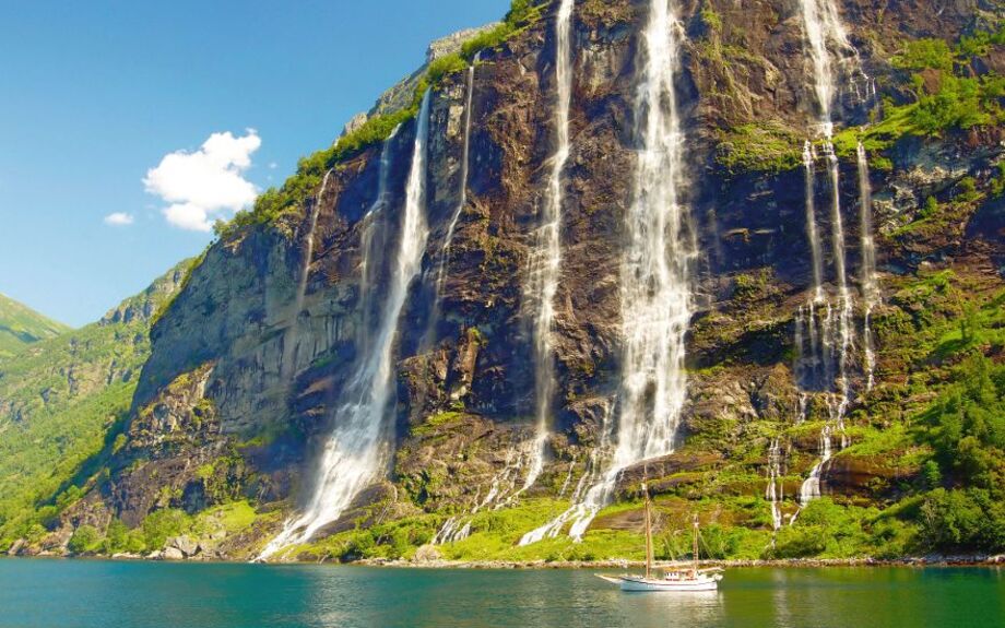 Yacht in Norwegian fjord