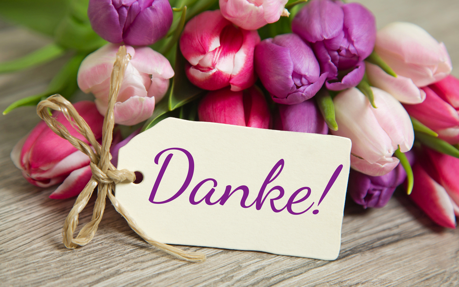 Tulpen und Karte: Danke!